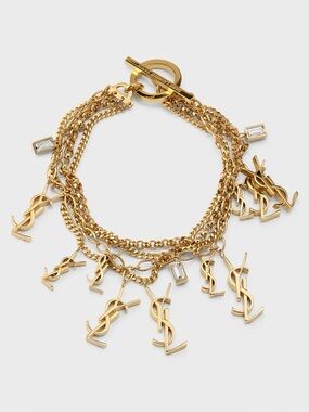 YSL Rhinestone Multi-Link YSL Charm Bracelet Small